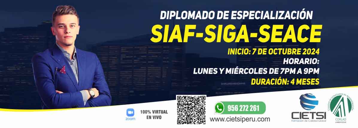 DIPLOMADO EN LOS SISTEMAS GUBERNAMENTALES DE GESTIÓN PÚBLICA: SIAF SIGA SEACE 2DA EDICIÓN 2024